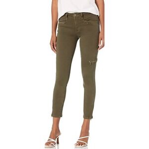 Paige Olive Green Zipper Detail Skinny Ankle‎ Pants Size 32